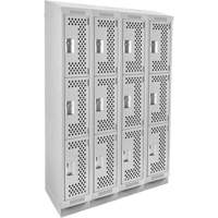 Casiers Clean Line, 3 niveaux, Bloc de 4, 48" x 12" x 82", Acier, Gris, Rivet (assembl&eacute;), Perfor&eacute; Helyx Safety & Industrial Supplies