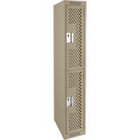 Casiers Clean Line, 2 niveaux, 12" x 15" x 72", Acier, Beige, Rivet (assembl&eacute;), Perfor&eacute; Helyx Safety & Industrial Supplies