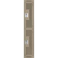 Casiers Clean Line, 2 niveaux, 12" x 15" x 72", Acier, Beige, Rivet (assembl&eacute;), Perfor&eacute; Helyx Safety & Industrial Supplies