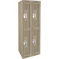 Casiers Clean Line, 2 niveaux, Bloc de 2, 24" x 15" x 72", Acier, Beige, Rivet (assembl&eacute;), Perfor&eacute; Helyx Safety & Industrial Supplies