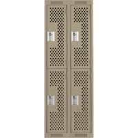 Casiers Clean Line, 2 niveaux, Bloc de 2, 24" x 15" x 72", Acier, Beige, Rivet (assembl&eacute;), Perfor&eacute; Helyx Safety & Industrial Supplies