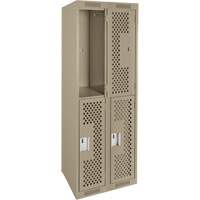 Casiers Clean Line, 2 niveaux, Bloc de 2, 24" x 15" x 72", Acier, Beige, Rivet (assembl&eacute;), Perfor&eacute; Helyx Safety & Industrial Supplies