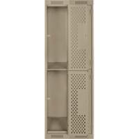 Casiers Clean Line, 2 niveaux, Bloc de 2, 24" x 15" x 72", Acier, Beige, Rivet (assembl&eacute;), Perfor&eacute; Helyx Safety & Industrial Supplies