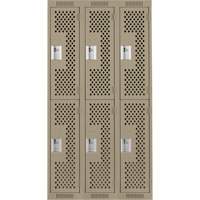 Casiers Clean Line, 2 niveaux, Bloc de 3, 36" x 15" x 72", Acier, Beige, Rivet (assembl&eacute;), Perfor&eacute; Helyx Safety & Industrial Supplies