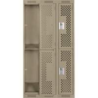 Casiers Clean Line, 2 niveaux, Bloc de 3, 36" x 15" x 72", Acier, Beige, Rivet (assembl&eacute;), Perfor&eacute; Helyx Safety & Industrial Supplies