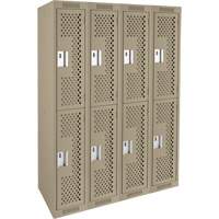 Casiers Clean Line, 2 niveaux, Bloc de 4, 48" x 15" x 72", Acier, Beige, Rivet (assembl&eacute;), Perfor&eacute; Helyx Safety & Industrial Supplies