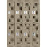 Casiers Clean Line, 2 niveaux, Bloc de 4, 48" x 15" x 72", Acier, Beige, Rivet (assembl&eacute;), Perfor&eacute; Helyx Safety & Industrial Supplies