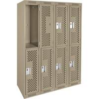 Casiers Clean Line, 2 niveaux, Bloc de 4, 48" x 15" x 72", Acier, Beige, Rivet (assembl&eacute;), Perfor&eacute; Helyx Safety & Industrial Supplies