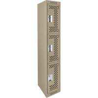 Casiers Clean Line, 3 niveaux, 12" x 12" x 72", Acier, Beige, Rivet (assembl&eacute;), Perfor&eacute; Helyx Safety & Industrial Supplies