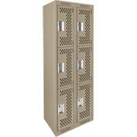 Casiers Clean Line, 3 niveaux, Bloc de 2, 24" x 12" x 72", Acier, Beige, Rivet (assembl&eacute;), Perfor&eacute; Helyx Safety & Industrial Supplies