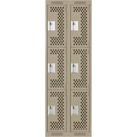 Casiers Clean Line, 3 niveaux, Bloc de 2, 24" x 12" x 72", Acier, Beige, Rivet (assembl&eacute;), Perfor&eacute; Helyx Safety & Industrial Supplies