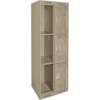 Casiers Clean Line, 3 niveaux, Bloc de 2, 24" x 12" x 72", Acier, Beige, Rivet (assembl&eacute;), Perfor&eacute; Helyx Safety & Industrial Supplies