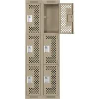 Casiers Clean Line, 3 niveaux, Bloc de 2, 24" x 12" x 72", Acier, Beige, Rivet (assembl&eacute;), Perfor&eacute; Helyx Safety & Industrial Supplies