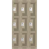 Casiers Clean Line, 3 niveaux, Bloc de 3, 36" x 12" x 72", Acier, Beige, Rivet (assembl&eacute;), Perfor&eacute; Helyx Safety & Industrial Supplies