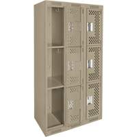 Casiers Clean Line, 3 niveaux, Bloc de 3, 36" x 12" x 72", Acier, Beige, Rivet (assembl&eacute;), Perfor&eacute; Helyx Safety & Industrial Supplies