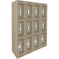 Casiers Clean Line, 3 niveaux, Bloc de 4, 48" x 12" x 72", Acier, Beige, Rivet (assembl&eacute;), Perfor&eacute; Helyx Safety & Industrial Supplies