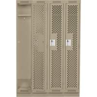 Casiers Clean Line, Bloc de 4, 48" x 12" x 76", Acier, Beige, Rivet (assembl&eacute;), Perfor&eacute; Helyx Safety & Industrial Supplies