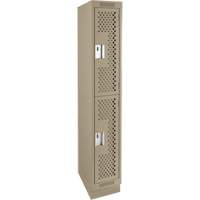 Clean Line Lockers, 2 -tier, 12" x 12" x 76", Steel, Beige, Rivet (Assembled), Perforated Helyx Safety & Industrial Supplies