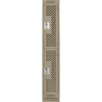 Clean Line Lockers, 2 -tier, 12" x 12" x 76", Steel, Beige, Rivet (Assembled), Perforated Helyx Safety & Industrial Supplies