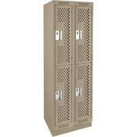 Casiers Clean Line, 2 niveaux, Bloc de 2, 24" x 15" x 76", Acier, Beige, Rivet (assembl&eacute;), Perfor&eacute; Helyx Safety & Industrial Supplies