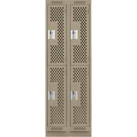 Casiers Clean Line, 2 niveaux, Bloc de 2, 24" x 15" x 76", Acier, Beige, Rivet (assembl&eacute;), Perfor&eacute; Helyx Safety & Industrial Supplies