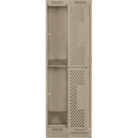 Casiers Clean Line, 2 niveaux, Bloc de 2, 24" x 15" x 76", Acier, Beige, Rivet (assembl&eacute;), Perfor&eacute; Helyx Safety & Industrial Supplies