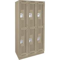 Casiers Clean Line, 2 niveaux, Bloc de 3, 36" x 18" x 76", Acier, Beige, Rivet (assembl&eacute;), Perfor&eacute; Helyx Safety & Industrial Supplies