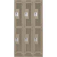 Casiers Clean Line, 2 niveaux, Bloc de 3, 36" x 18" x 76", Acier, Beige, Rivet (assembl&eacute;), Perfor&eacute; Helyx Safety & Industrial Supplies