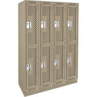 Casiers Clean Line, 2 niveaux, Bloc de 4, 48" x 15" x 76", Acier, Beige, Rivet (assembl&eacute;), Perfor&eacute; Helyx Safety & Industrial Supplies