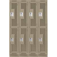 Casiers Clean Line, 2 niveaux, Bloc de 4, 48" x 15" x 76", Acier, Beige, Rivet (assembl&eacute;), Perfor&eacute; Helyx Safety & Industrial Supplies