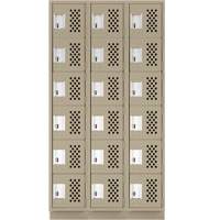 Petit casier perfor&eacute; Clean-Line, 6 niveaux, Bloc de 3, 15" x 72" x 12", Acier Helyx Safety & Industrial Supplies