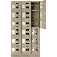 Petit casier perfor&eacute; Clean-Line, 6 niveaux, Bloc de 3, 15" x 72" x 12", Acier Helyx Safety & Industrial Supplies