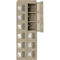 Petit casier perfor&eacute; Clean-Line, 6 niveaux, Bloc de 2, 15" x 72" x 12", Acier Helyx Safety & Industrial Supplies