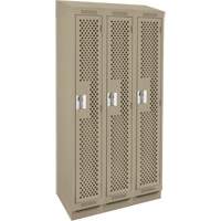 Casiers Clean Line, Bloc de 3, 36" x 12" x 82", Acier, Beige, Rivet (assembl&eacute;), Perfor&eacute; Helyx Safety & Industrial Supplies