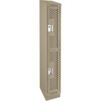Casiers Clean Line, 2 niveaux, 12" x 15" x 82", Acier, Beige, Rivet (assembl&eacute;), Perfor&eacute; Helyx Safety & Industrial Supplies