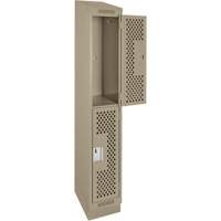 Casiers Clean Line, 2 niveaux, 12" x 15" x 82", Acier, Beige, Rivet (assembl&eacute;), Perfor&eacute; Helyx Safety & Industrial Supplies