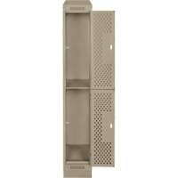 Casiers Clean Line, 2 niveaux, 12" x 15" x 82", Acier, Beige, Rivet (assembl&eacute;), Perfor&eacute; Helyx Safety & Industrial Supplies
