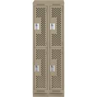 Casiers Clean Line, 2 niveaux, Bloc de 2, 24" x 15" x 82", Acier, Beige, Rivet (assembl&eacute;), Perfor&eacute; Helyx Safety & Industrial Supplies