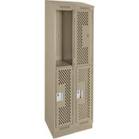 Casiers Clean Line, 2 niveaux, Bloc de 2, 24" x 15" x 82", Acier, Beige, Rivet (assembl&eacute;), Perfor&eacute; Helyx Safety & Industrial Supplies