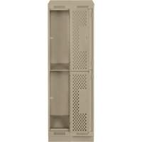 Casiers Clean Line, 2 niveaux, Bloc de 2, 24" x 15" x 82", Acier, Beige, Rivet (assembl&eacute;), Perfor&eacute; Helyx Safety & Industrial Supplies