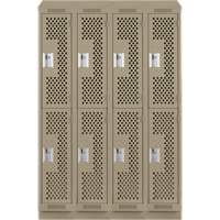 Casiers Clean Line, 2 niveaux, Bloc de 4, 48" x 15" x 82", Acier, Beige, Rivet (assembl&eacute;), Perfor&eacute; Helyx Safety & Industrial Supplies