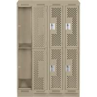 Casiers Clean Line, 2 niveaux, Bloc de 4, 48" x 15" x 82", Acier, Beige, Rivet (assembl&eacute;), Perfor&eacute; Helyx Safety & Industrial Supplies