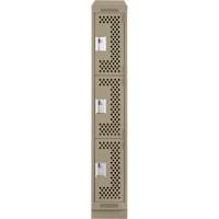 Clean Line Lockers, 3 -tier, 12" x 12" x 82", Steel, Beige, Rivet (Assembled), Perforated Helyx Safety & Industrial Supplies