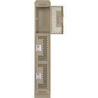 Clean Line Lockers, 3 -tier, 12" x 12" x 82", Steel, Beige, Rivet (Assembled), Perforated Helyx Safety & Industrial Supplies