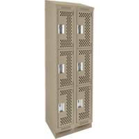 Casiers Clean Line, 3 niveaux, Bloc de 2, 24" x 12" x 82", Acier, Beige, Rivet (assembl&eacute;), Perfor&eacute; Helyx Safety & Industrial Supplies