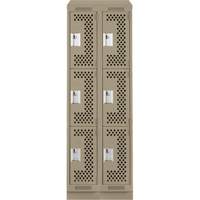Casiers Clean Line, 3 niveaux, Bloc de 2, 24" x 12" x 82", Acier, Beige, Rivet (assembl&eacute;), Perfor&eacute; Helyx Safety & Industrial Supplies