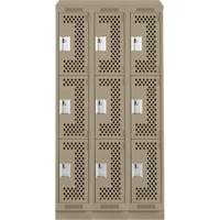 Casiers Clean Line, 3 niveaux, Bloc de 3, 36" x 12" x 82", Acier, Beige, Rivet (assembl&eacute;), Perfor&eacute; Helyx Safety & Industrial Supplies