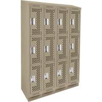 Casiers Clean Line, 3 niveaux, Bloc de 4, 48" x 12" x 82", Acier, Beige, Rivet (assembl&eacute;), Perfor&eacute; Helyx Safety & Industrial Supplies
