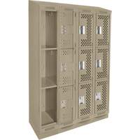 Casiers Clean Line, 3 niveaux, Bloc de 4, 48" x 12" x 82", Acier, Beige, Rivet (assembl&eacute;), Perfor&eacute; Helyx Safety & Industrial Supplies