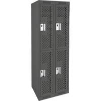 Casiers Clean Line, 2 niveaux, Bloc de 2, 24" x 15" x 72", Acier, Charbon, Rivet (assembl&eacute;), Perfor&eacute; Helyx Safety & Industrial Supplies
